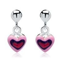 pendientes de plata 925 con colgantes de corazon de colores