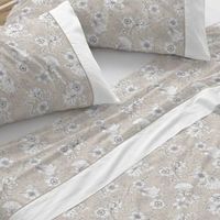 juego de sabanas 100 algodon extrasuave diseno toile de jouy agua 135 x 190200 cm - beige - burrito blanco