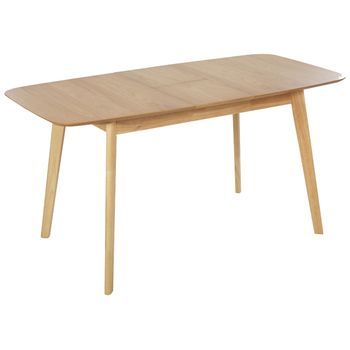 Mesa De Comedor Y Cocina Hoja Extensible Chapada En Madera De Roble Claro 120/150 X 75 Cm Madox