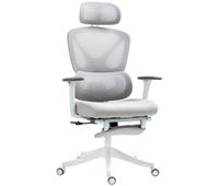 homcom silla de escritorio de malla silla de oficina reclinable con reposacabezas giratoria soporte lumbar reposapies reposabrazos 3d y altura regulable funcion basculante carga 135 kg gris