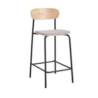 lote de 2 sillas de bar de tela y metal h66cm - gris claro