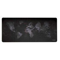 Alfombrilla para raton q-connect xxl negra con diseÃ±o mapa del mundo 900x400 mm