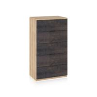 comoda alta de 5 cajones 60x110 cm melamina roble canadian - oxido