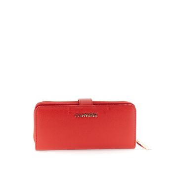 cartera efecto saffiano con letras red