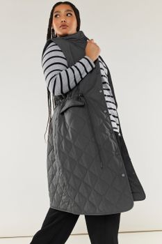 Yours Chaleco Acolchado Midi Ligero En Gris, Mujer Curvy Y Tallas Grandes, Yours