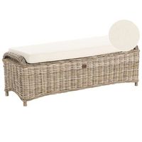 otomana boho de 2 plazas para jardin interior y exterior 140 cm ratan cojines de tela blanco crema natural susua