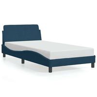 cama para adulto  cama individual  estructura de cama con cabecero terciopelo azul 100x200 cm