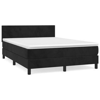 Cama Tapizada 203x144x88 Cm Terciopelo - Negro