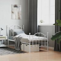 cama individual  cama para adultos  estructura cama metal con cabecero y pie cama blanca 75x190 cm cfw183131