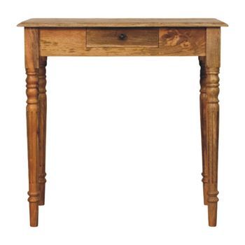 Escritorio De Madera Maciza, Mueble Artesanal Con Patas Torneadas, De Estilo Roble.