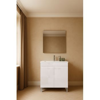 Mueble Stephanie 70 Cm 2p, Blanco Brillo. Pack Mueble + Lavabo.