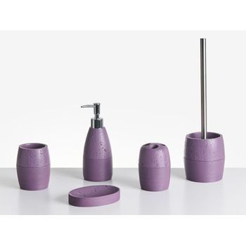 Conjunto De 5 Accesorios De Baño Jabonera Dispensador De Jabón Escobilla De Inodoro Vaso Soporte Para Cepillos De Dientes Púrpura Yarapa