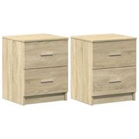 mesitas de noche 2 uds con 2 cajones roble sonoma 40x36x50 cm vidaxl
