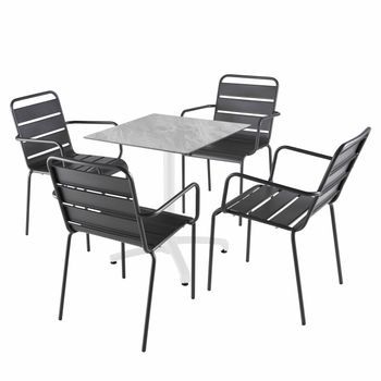 Mesa Reclinable De Mol 70x70 Cm Con 4 Sillas De Metal Gris, Opéra - Oviala
