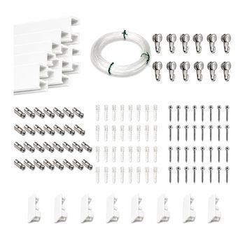 Eurohang Pack Colgar Cuadros Sin Agujeros 12m, Guías Aluminio Blanco O Plata, 14 Colgadores Rm Nylon Para Hogar Oficina