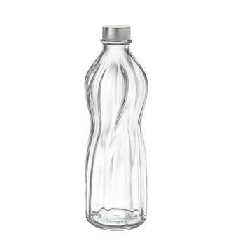 Botella vidrio con tapa acero 0,75l