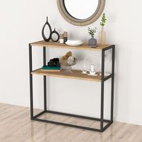 mesa consola hemsedal un estante aglomeradometal 90 x 90 x 34 cm roble encasa