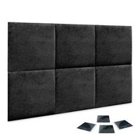 dhome juego de 6 paneles tapizados de lana ecologica pack autoadhesivos para pared acusticos absorbentes proteccion negro 50x50cm x6