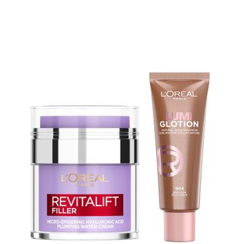 L'Oréal Paris Hyaluronic Filler Water Cream & Lumi Glotion Bundle (Various Shades) - 904 Deep Glow