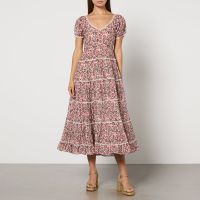 rixo ophelia floral-print satin midi dress - uk 10