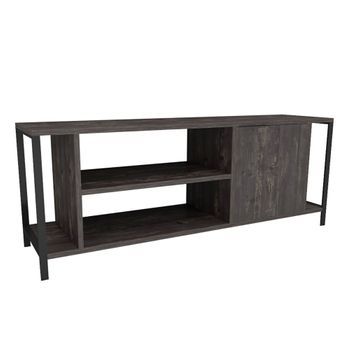 Mesa Tv,100% Tablero De Aglomerado Rechapado En Melamina, Color Oscuro  Marrón negro