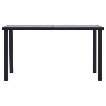 Mesa De Comedor | Mesa De Cena De Mdf Negro Y Gris Hormigón 140x70x75 Cm