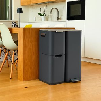 Cubo de basura de cocina de reciclaje gris  60l