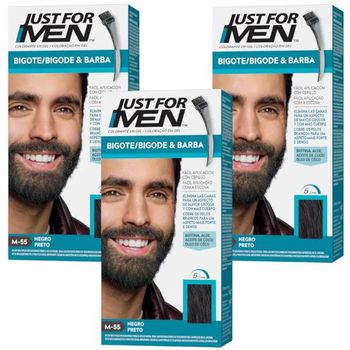 Just For Men Bigote, Barba y Patillas Para el Hombre Color Negro 3 uds