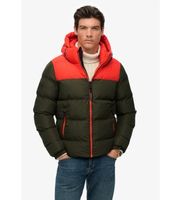 superdry para hombre m5012281a chaqueta colourblock puffer gris m casual verde poliester