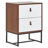 mesita de noche madera oscura con patas de metal blanco 69 x 49 cm mesa de noche moderna muebles de dormitorio tradicionales nueva
