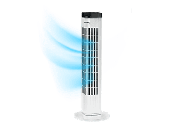 Ventilador de torre - Koenic KTF 725026 ES Tower fan, 50 W, 3 velocidades, modos, Oscilación y temporizador 1–8 h , Blanco