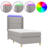 estructura de cama led con cabecero con somier colchon 90x200cm tela gris claro tdl0209444