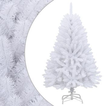 Árbol De Navidad | Decoraciones De Navidad Artificial Con Bisagras Y Soporte Blanco 120cm Cfw653192