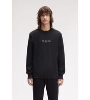 fred perry para hombre m4727 sudadera bordada negro s casual algodon