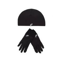gorro y guantes asics asocs negro running talla xs