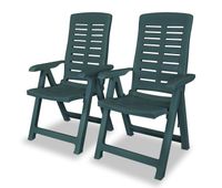 vidaxl sillas de jardin reclinables 2 unidades plastico verde