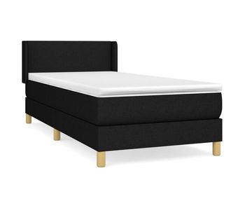 Cama box spring con colchón tela negro 90x200 cm diseño plano