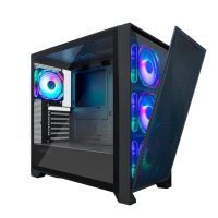 caja pc gaming coolbox ge2000 dualview frontal doble magnetico 4x argb atx negro