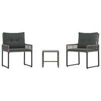 juego de muebles de exterior con cojin 3 piezas  mobiliario de jardin gris