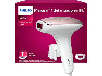 Depiladora IPL - Philips Lumea S7000 BRI920/00, Luz Pulsada, 1 cabezal Cuerpo, 5 Ajustes De Luz, 250.000 Pulsos