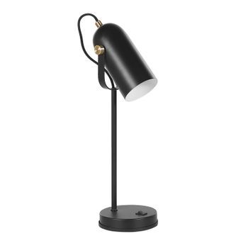 Lámpara De Mesa De Metal Negra 48 Cm Pantalla Con Foco Ajustable Estilo Industrial Tyria