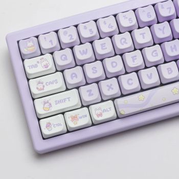 Juego de 140 teclas mao-pbt, teclas de Purple Rabbit Dye Sub para MAC, Teclado mecánico Mx Switch, teclas bonitas, Hi75