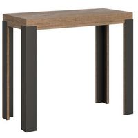 consola extensible evy de madera clara con patas de metal antracita 14 plazas de 40 a 300 cm-soporte 2 pies