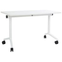 escritorio rectangular moderno plegable con ruedas mesa movil portatil estructura metalica 120 x 60 cm blanco cavi