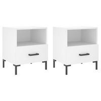 juego de 2 mesitas de noche - mesillas madera ingenieria blanco 40x35x475 cm mc5763