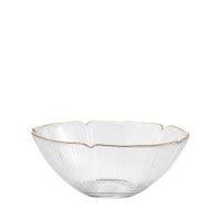 ensaladera floral en vidrio con bordes dorados 25cm