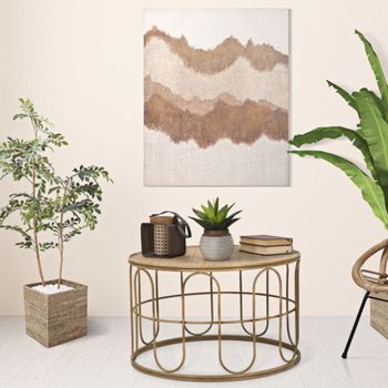 Mesa auxiliar de hierro y madera marrón ø 80x50 cm
