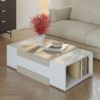 mesa de centro eljak con 2 compartimentos 110x57x31cm - blanco  travertino encasa