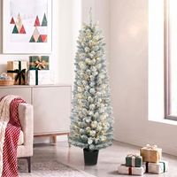 arbol de navidad nevado homcom 150 cm - verde y blanco