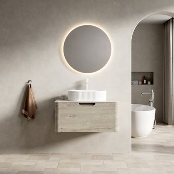Mueble De Lavabo - Mueble Para Baño - Madera Contrachapada - Roble Crema (80x46x50.2cm)